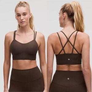 NWT 10 Lululemon Like a Cloud Bra Ribbed Long Line Sports Yoga - Espresso Brown